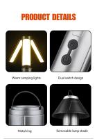 Linterna de camping multifuncional 2 en 1 recargable y retráctil Linterna de camping con gancho Luces de trabajo de emergencia para exteriores - details 4