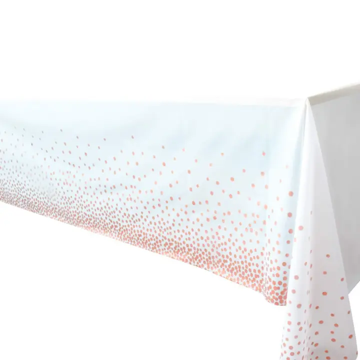 Mantel desechable de lunares para fiesta, estampado en caliente, impermeable, de aceite, color oro rosa, 137x180cm - 1