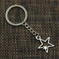 Llavero De Estrella Doble Hueco En Color Plateado Antiguo Moda Llavero De Metal Para Hombres Y Mujeres Adorno De Joyería Regalos - details 2
