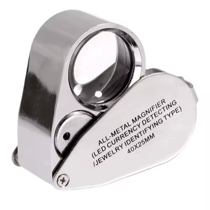 Lupa 40X, Lupa de metal, Lupa LED con iluminación UV, Lupa de bolsillo plegable - 1
