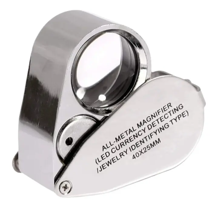 Lupa 40X, Lupa de metal, Lupa LED con iluminación UV, Lupa de bolsillo plegable - 1