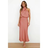 BUNO-Vestido largo sin mangas de satén de seda de gama alta para mujer, vestidos elegantes a la moda para celebridades, vestido de noche, ropa de fiesta para mujer - details 10