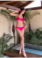 Traje de baño Bikini de dos piezas, color sólido para mujer, soporte de acero moderno y sexy, traje de baño de vacaciones para niñas dulces - details 8