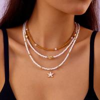 Collar multicapa con cuentas exageradas para niñas, colgante de estilo bohemio, gargantilla de estrella de mar Y2K, collar de clavícula de concha apilada, 3 uds. - details 13