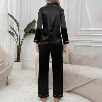 Conjunto de Pijama de Sátén para Mujer Top de Camisa con Manga Larga y Pantalones Elásticos - details 2