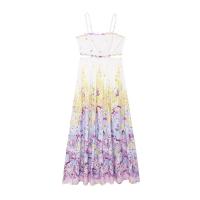 BUNO-Vestido estampado de tirantes con personalidad a la moda de verano para mujer, falda larga sin mangas con cordones y espalda descubierta - details 1