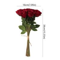 8 cabezas de ramas de flores de rosas artificiales, tacto Real, flor de Rosa de simulación hecha a mano, flores falsas realistas, decoración para sala de estar - details 0