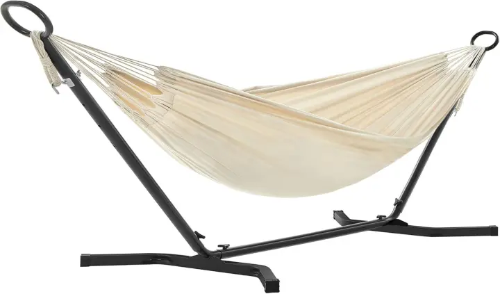 Hamaca con Soporte Portátil de Metal 210 x 150 cm, 5 Alturas Ajustables, Carga de 240 kg, Para Patio y Jardín - 1