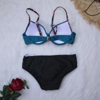 Conjunto de Bikini con Push-up para mujer, bañador Sexy, traje de baño para mujer, Bikini con cuello Halter, ropa de playa con estampado de hojas 2023 - details 6