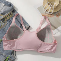 Cierre frontal sujetador tamaño grande color sólido cierre con aros rosa lencería - details 6