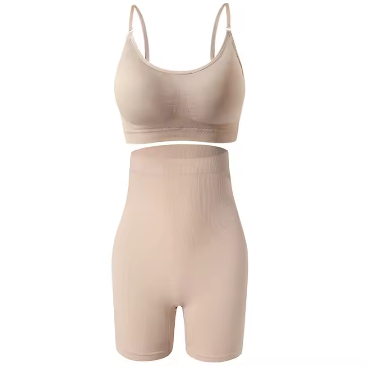 Leggings elásticos para yoga y gimnasio para mujer, pantalones de cintura alta, sujetador deportivo con costuras - 1