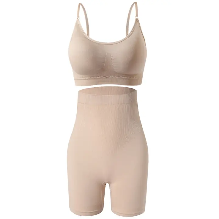 Leggings elásticos para yoga y gimnasio para mujer, pantalones de cintura alta, sujetador deportivo con costuras - 1