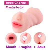 Empaque privado Sexy 3 EN 1 Masturbador Masculino Vaginal Ano Doble Cabeza Sexo Real Copa de Masturbación Garganta Profunda Juguetes Sexuales para Hombres Adultos. - details 0