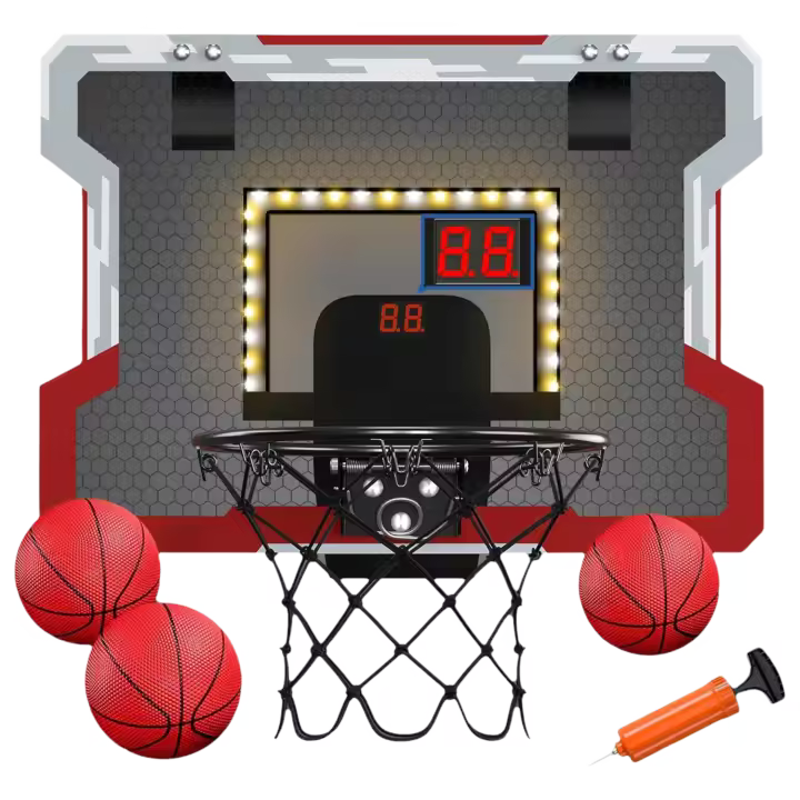 Mini Canasta de Baloncesto para Niños Tableros de Baloncesto con 3 Pelotas, Bomba, Iluminación, Puntuación Automática - 1