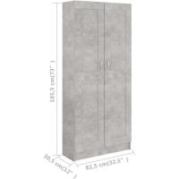 Armario de Libros Estante Estantería Soporte Almacenamiento Muebles Decoración Oficina Estudio Contrachapada Gris Hormigón 82,5x30,5x185,5 cm - details 2