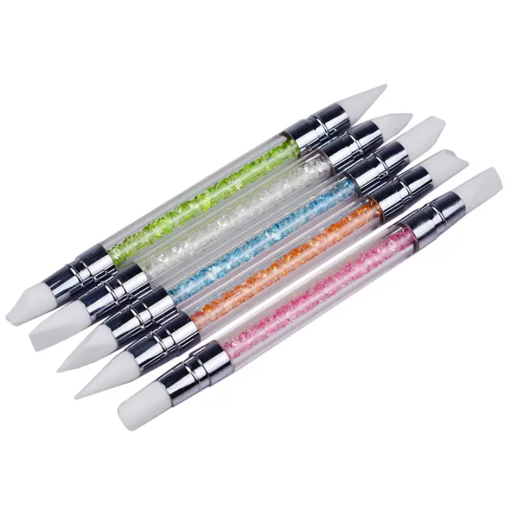 Brocha de Silicona para Arte de Uñas 5Pcs Pincel de Escultura en Polvo de Espejo Doble Cabeza Herramienta de Manicura para DIY Gel UV - 1
