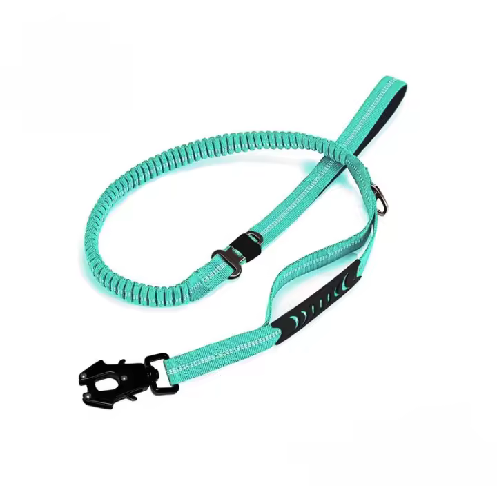 Correa elástica táctica de alta resistencia para perros grandes, correas reflectantes para mascotas con cinturón de seguridad para coche, sin tirones, absorción de impactos - 1