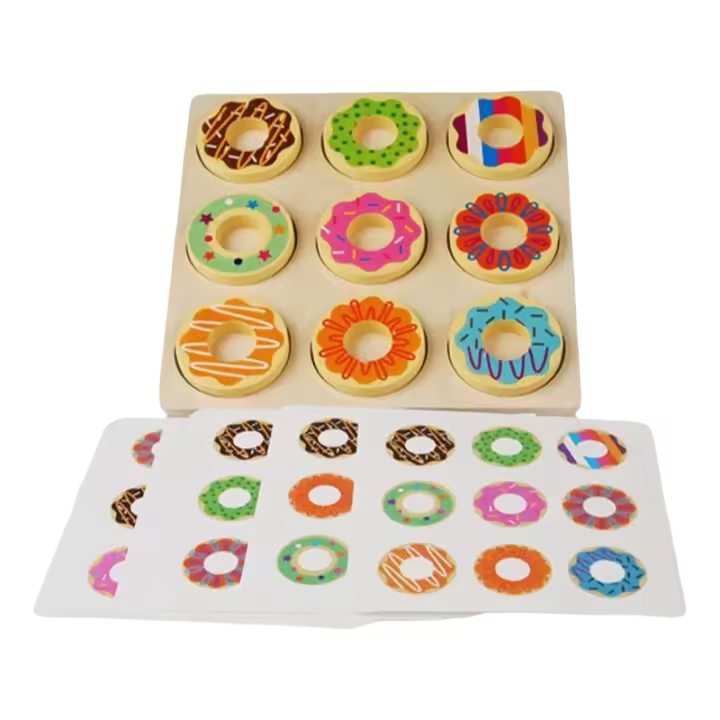 Juguete De Educación Montessori Puzzle De Donuts De Madera Para Niños Juego De Paletización Y Colores Aprendizaje Temprano Regalo Para La Guardería - 1