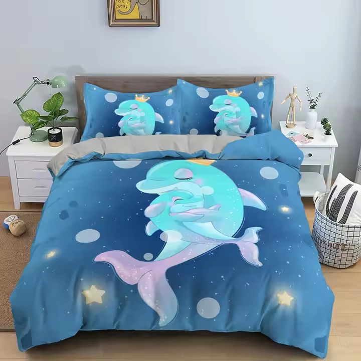 Conjunto de Ropa de Cama de Dolphin Funda de Duvet de Animal Lindo con Funda de Almohada - 1