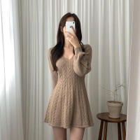Vestido corto de punto para mujer, prenda elegante de manga larga con cuello de pico, ajustado, color negro, novedad de invierno - details 20