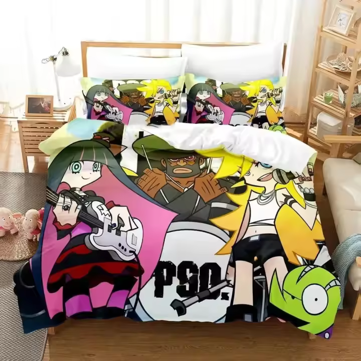 Juego de Ropa de Cama de Anime Panty Stocking Funda de Edredón Cubierta de Almohada para Camilla Rey y Reina Confort para Hombres y Mujeres - 1