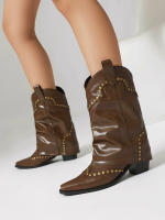 Nuevas botas occidentales retro, botas cortas, zapatos de mujer de gran tamaño, pantalones remachados, botas de mujer - details 4