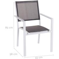 Silla de jardín apilable Deluxe Tailandesa |   De aluminio y textileno |   Tamaño 55x60x86 cm. |   (2, Negro y Marrón) - details 8