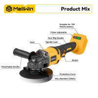 MELLWIN-amoladora angular eléctrica sin escobillas M14, 125mm, máquina pulidora inalámbrica, herramienta cortadora de carpintería para juego de pines de batería Makita - details 1