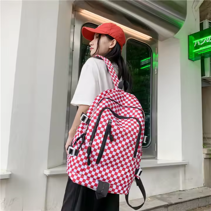 Harajuku, estudiante, mochila, estilo japonés, clásico, marca de moda, cuadros, retro, personalidad, estilo de Hong Kong - 1