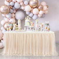 Elegante Mantel de Mesa para Fiesta Tul Blanco-Rosa-Púrpura Accesorio de Hogar de Bodas - details 2