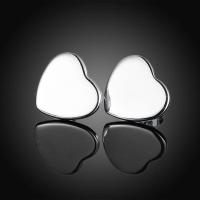 Pendientes de plata en forma de corazón, joyería fina, sencillos, accesorios para mujer - details 1
