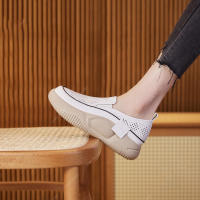 Zapatos planos de tobillo para mujer 2025 en blanco con suela gruesa transpirable. - details 2