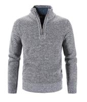 Suéter grueso de lana para hombre, Jersey cálido de cuello alto con media cremallera, suéteres de lana de punto delgados para Primavera, Invierno - details 3