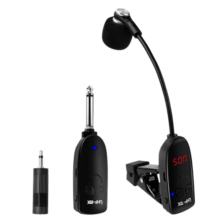 Instrumento Inalámbrico UHF para saxofón, transmisor receptor inalámbrico con micrófono, rango de 50M, Plug and Play, ideal para saxofón - 1