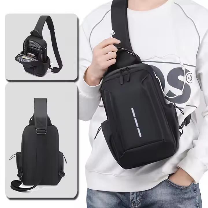 Bolso bandolera de pecho de poliéster impermeable para hombres y mujeres - 1