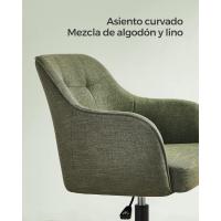 Silla de estudio, giratoria, altura ajustable, carga de 110 kg, marco de acero, tela de algodón-lino transpirable, para estudio, dormitorio, marrón OBG019K01 - details 27