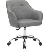 Silla de estudio, giratoria, altura ajustable, carga de 110 kg, marco de acero, tela de algodón-lino transpirable, para estudio, dormitorio, marrón OBG019K01 - details 51