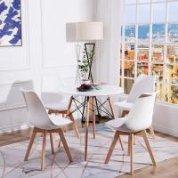 Comedor Sillas Cocina Nórdico con Asiento Tapizado y Las piernas Mara Haya Maciza, Blanco - details 3