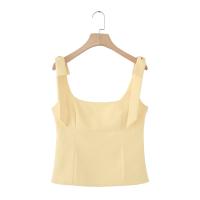 PB & ZA 2025 arco cuello cuadrado simple casual temperamento sling tops de color sólido novedad de verano ropa de mujer - details 7