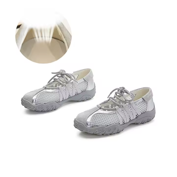 Nuevos zapatos Mary Jane de malla transpirable blanco zapatos casuales de alta gama de las mujeres zapatos de moda - 1