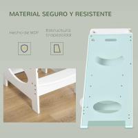 Taburete de Cocina Infantil con Pedal Altura Ajustable en 3 Posiciones y Barra de Seguridad 40x50x90 cm Blanco - details 4