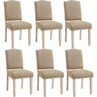 Juego de 4 sillas de comedor con respaldo alto, sillas de cocina, patas de madera maciza, diseño clásico, con botones bronceados, sillones y sillas para salón, asientos tapizados - details 40