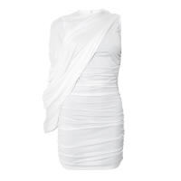 Vestido ajustado asimétrico de manga única de alta gama para mujer - details 22