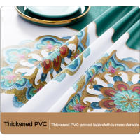 Mantel rectangular de PVC para mesa, impermeable, resistente al desgaste, estampado Floral, 4/6/8 plazas - details 1