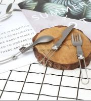 Juego de villa de titanio, cuchillo plegable, tenedor, cuchara para cocinar al aire libre, senderismo, picnic, suministros para acampar, equipo Bushcraft - details 6