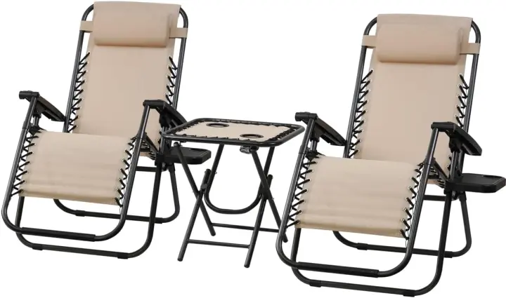 Sillas de Exterior Plegables y Reclinables Unidades de 2 Acero Ligero Perfecto para Jardín, Playa, Piscina, Terraza Marrón - 1