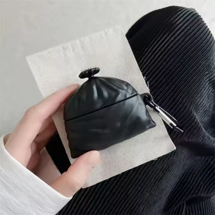 Funda de arpillera tridimensional para auriculares AirPods 4, protección completa, anticaída, color negro, creativa, 2024 - 1