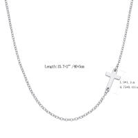 Collar Cruz EWENSOO de Metal Plateado 14K Colgante Delicado con Caja Collar Simple y Lindo para Mujeres - details 16