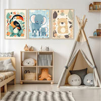 Póster de dibujos animados de León, jirafa, zorro, arte de pared para guardería, dormitorio de bebé, pintura de lienzo de Animal lindo, decoración estética moderna para habitación - details 3