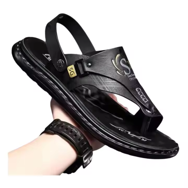 Verano 2025 hombres suela blanda color sólido antideslizante moda cien transpirable hombres zapatos de playa - 1